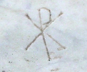 Graffito from Ostia showing a Christian Chi-Rho symbol